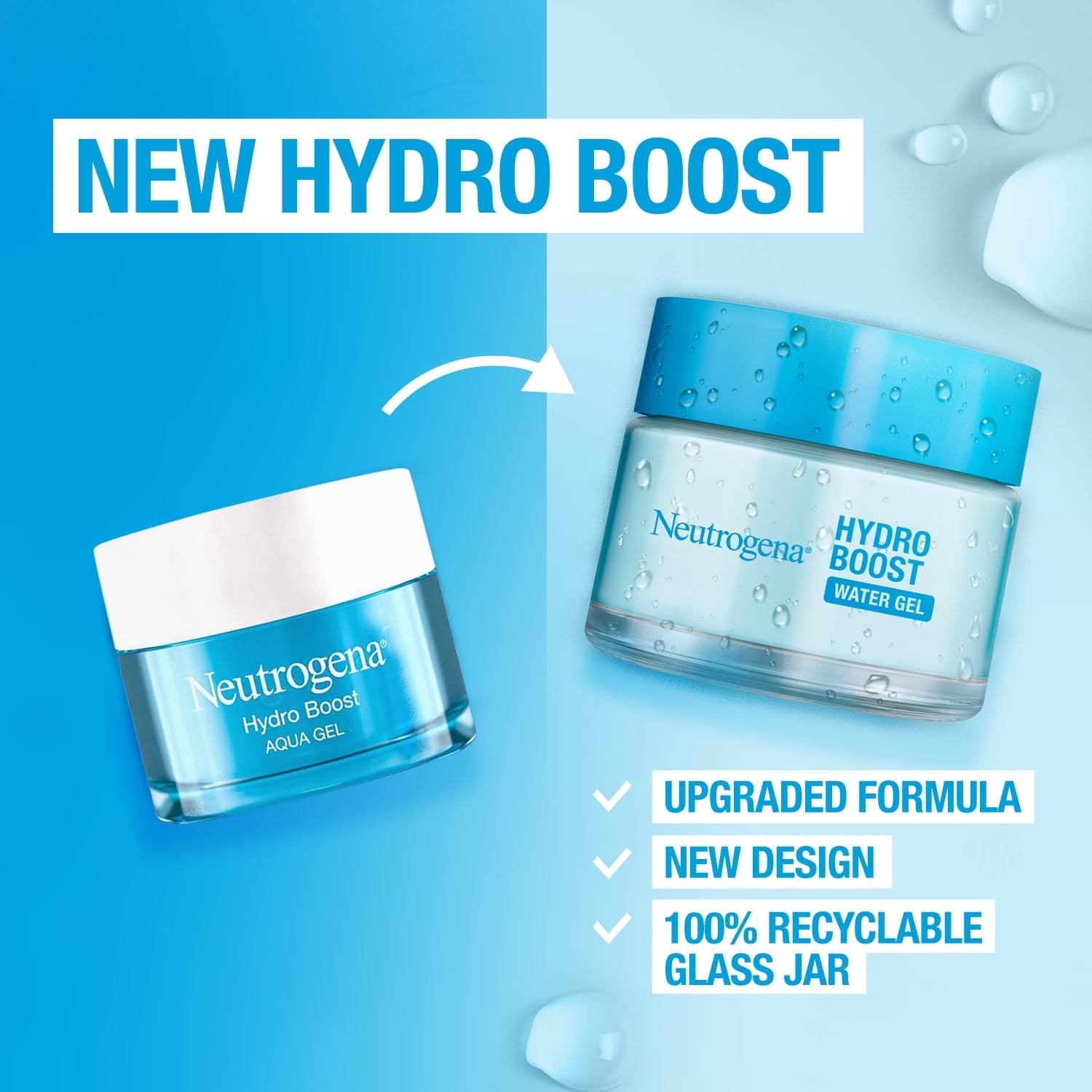 Neutrogena Face Moisturizer Water Gel, Hydro Boost, Normal To Combination Skin, Lightweight and Oil-free, 100% Alcohol Free, suitable for sensitive skin, 50 ml