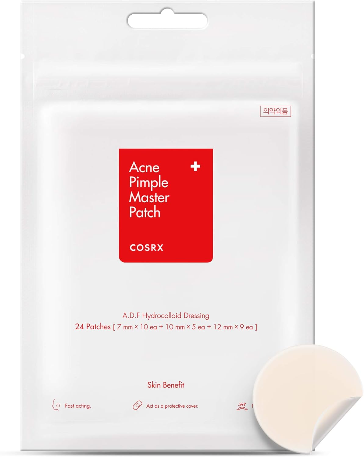 COSRX Acne Pimple Patch Absorbing Hydrocolloid Original 3 Size Patches for Blemishes and Zits Cover, Spot Stickers for Face and Body