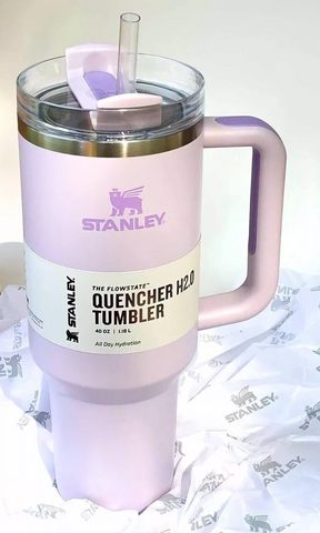 Stanley Quencher H2.0 FlowState Vacuum Insulated Tumbler with Straw, Lid, Spill Stopper, Cleaning Brush & Random Topper for Water, Iced Tea, Coffee & Smoothies – Orchid | 40 oz 1.2Litre |