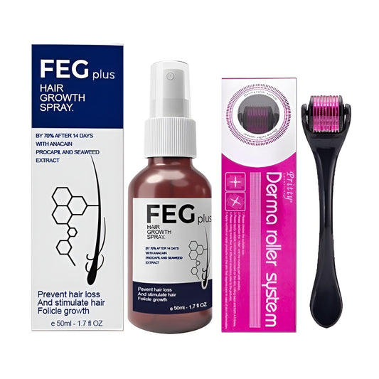FEG-PLUS With Derma Roller Rosemary Beard & Hair Growth Serum, Rosemary, Minoxidil 5% Solution for Hair Growth Booster