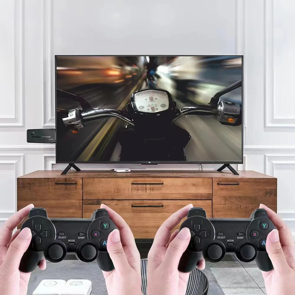 Retro Game Console Stick M8, 64G Retro Drive with 25000+ Plug and Play Video Games, Retro Gaming Console with 15 Emulator Console Stick Support 4K HD Output, 2.4GHz Wireless Controllers