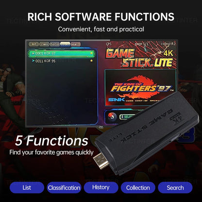 Retro Game Console Stick M8, 64G Retro Drive with 25000+ Plug and Play Video Games, Retro Gaming Console with 15 Emulator Console Stick Support 4K HD Output, 2.4GHz Wireless Controllers