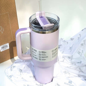 Stanley Quencher H2.0 FlowState Vacuum Insulated Tumbler with Straw, Lid, Spill Stopper, Cleaning Brush & Random Topper for Water, Iced Tea, Coffee & Smoothies – Orchid | 40 oz 1.2Litre |