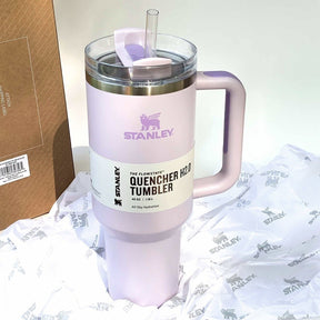 Stanley Quencher H2.0 FlowState Vacuum Insulated Tumbler with Straw, Lid, Spill Stopper, Cleaning Brush & Random Topper for Water, Iced Tea, Coffee & Smoothies – Orchid | 40 oz 1.2Litre |